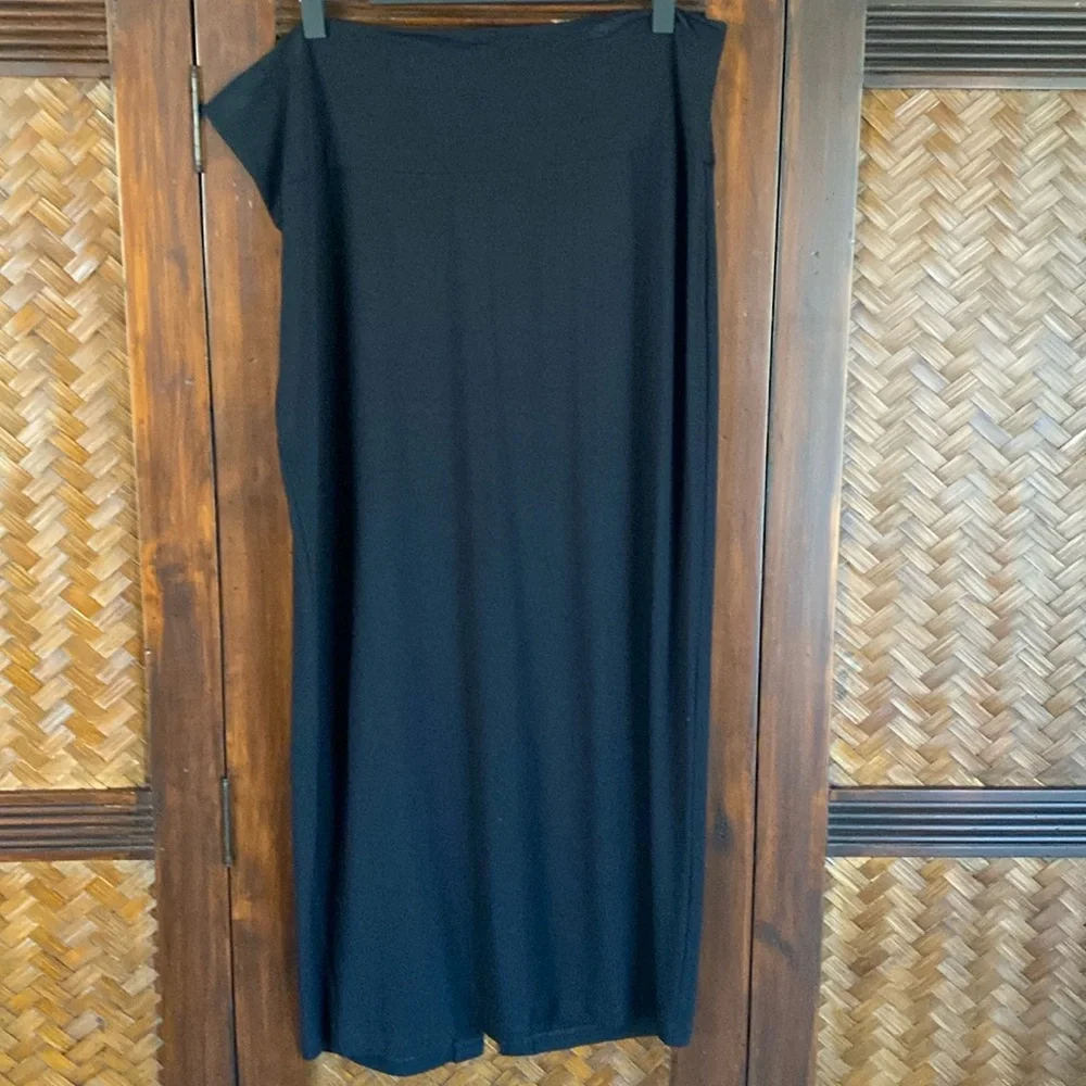EILEEN FISHER - Black straight Maxi skirt with slit 1X NWOT